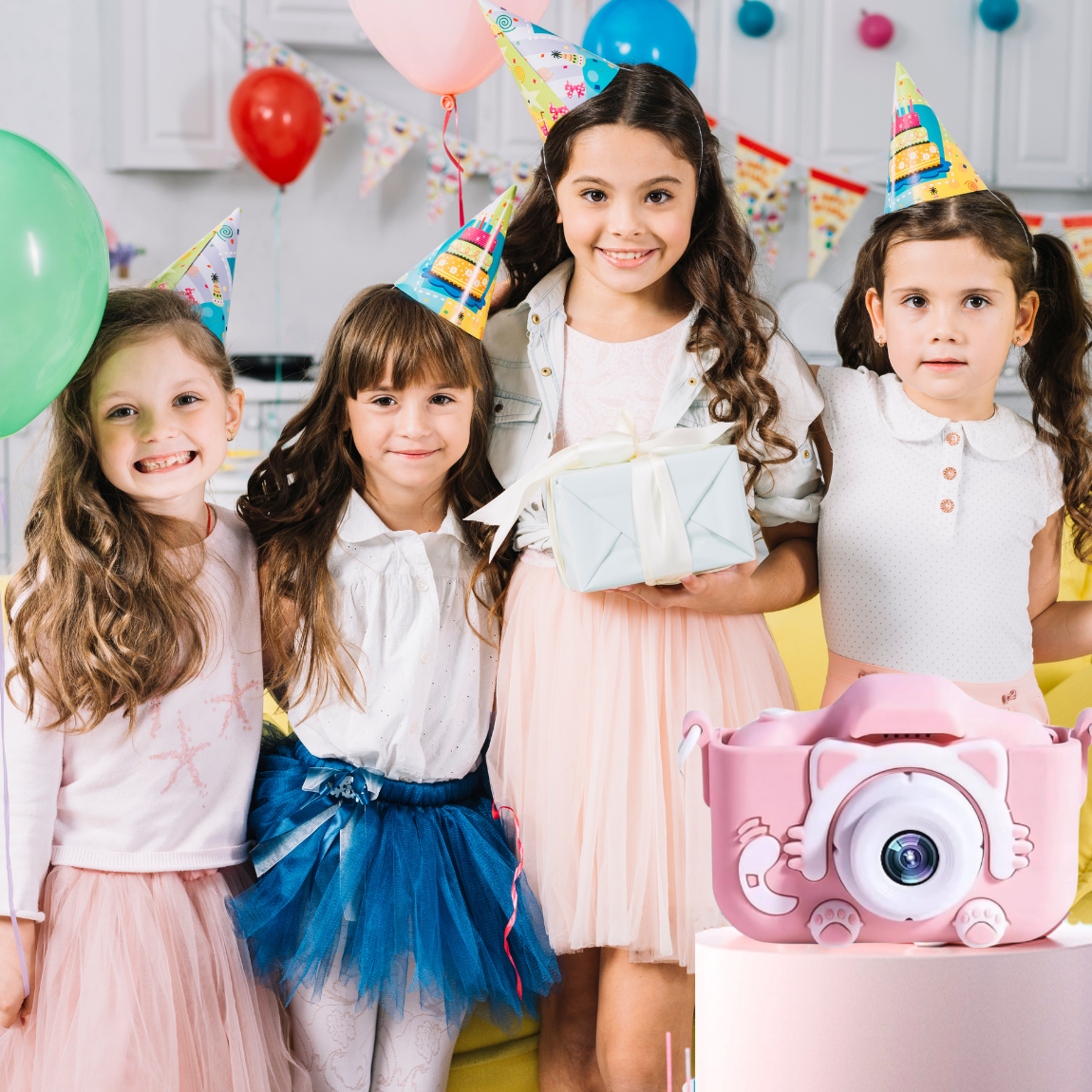 Camera foto copii, functie foto/video, Dual Lens 1080p, Roz, Jocuri incluse, Display 2.0 inch